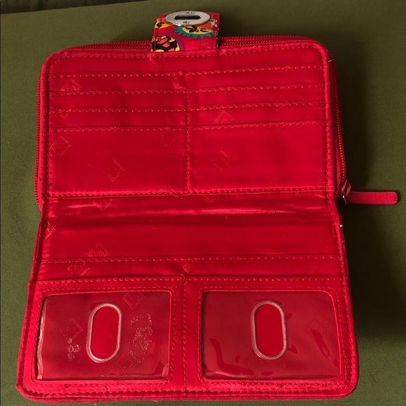 Vera Bradley Vibrant Floral Wallet - Red and Green New - Picture 3 of 5